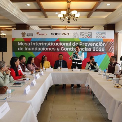 Berenice Carrillo Macario participa en mesa interinstitucional para fortalecer la prevención de inundaciones en Temoaya